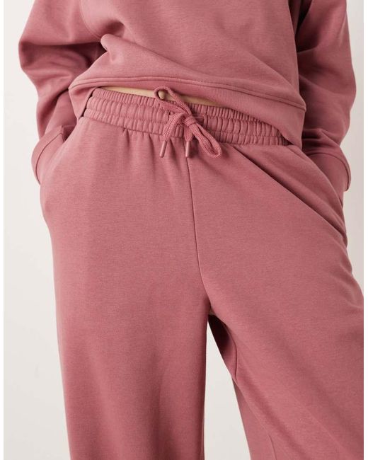 ASOS Pink Oversized Brushback Sweatpants With Turnback Hem Detailing