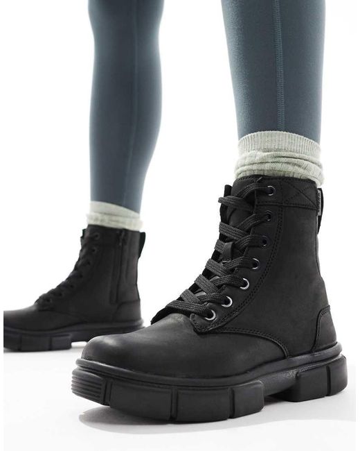 Sorel Black Explorer Strt Lace Up Leather Boots