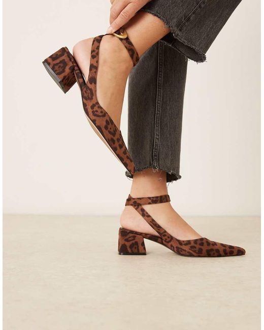ASOS Gray Wide Fit Sienna Mid Block Heel Shoes