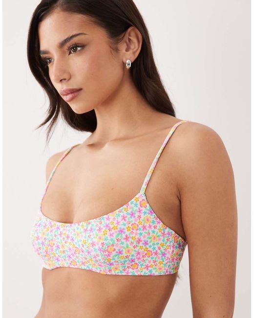 Kulani Kinis Pink Field Trip Underwire Cropped Bikini Top