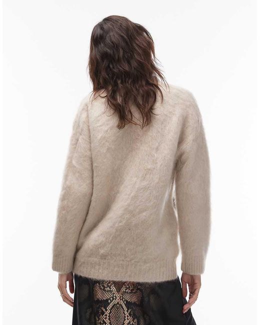 AllSaints Natural Rubi Fluffy V Neck Cardigan