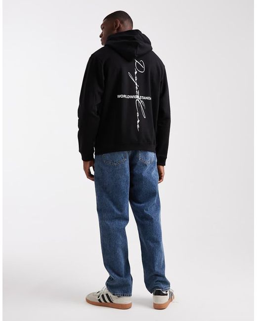 Jack & Jones Black Oversized Project Core Back Print Hoodie for men