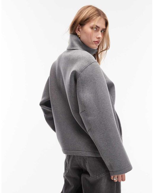 ARKET Gray High Neck Zip Up Jacket