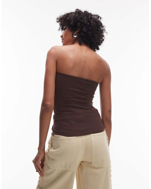 TOPSHOP Brown – trägerloses longline-top