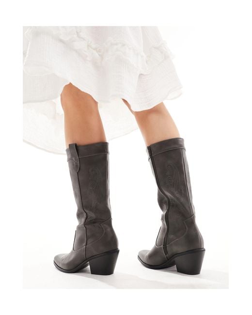 Glamorous White Western Knee Boots