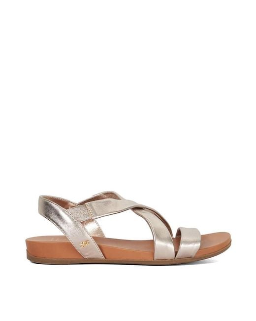 Dune Brown Wide Fit Landies Sandals