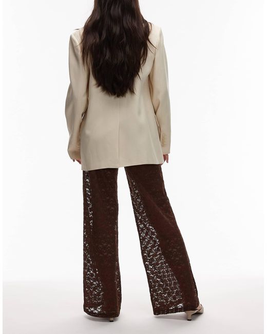 ASOS Natural Lace Sheer Wide Leg Trouser