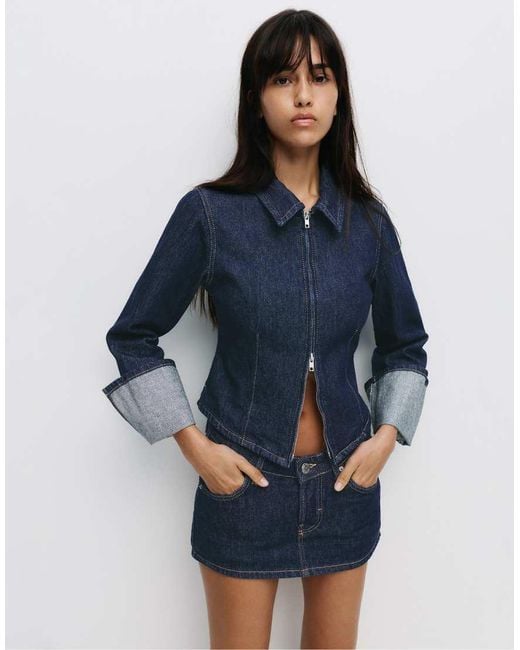 Pull&Bear Blue Denim Skort