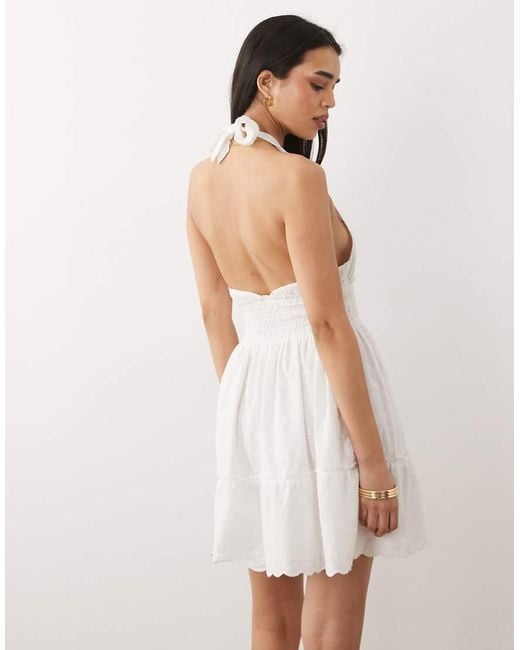 Iisla & Bird Natural Broderie Halterneck Dress