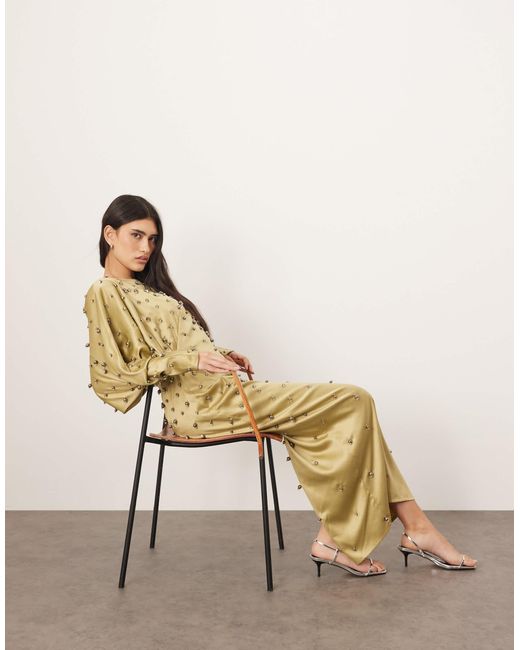 ARRANGE Natural – mit kugeln verziertes maxikleid
