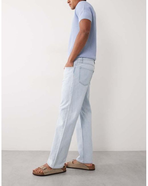 Mango Blue 100% Cotton Straight Leg Jeans for men