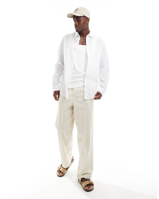 Jack & Jones White Premium Linen Shirt for men