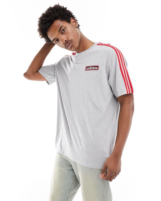 T-shirt grigia e rossa con logo di Adidas Originals in White da Uomo