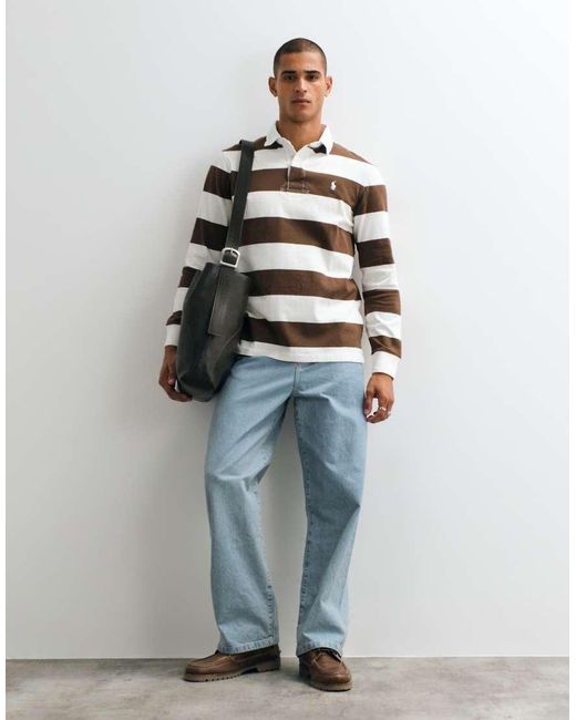 Polo Ralph Lauren Gray Long Sleeve Rugby Polo Shirt for men