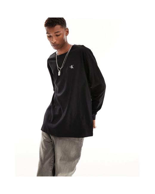 Calvin Klein Black Logo Long Sleeve Back Graphic T-shirt for men
