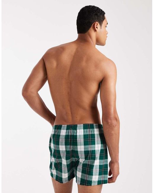 Confezione Da 2 Boxer Verdi A Quadri di ASOS in White da Uomo
