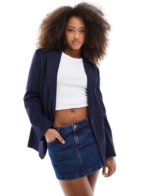 Bershka Blue Oversized Blazer
