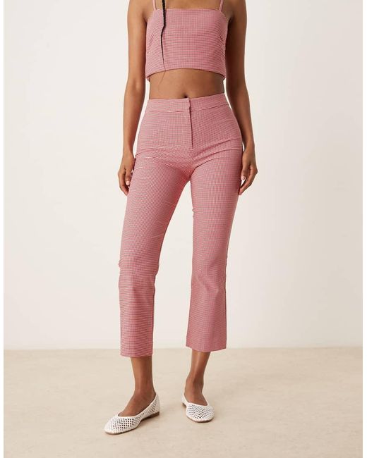 Pantalones Capri A Cuadros Vichy Rojos De (Parte De Un Conjunto) Mango de color Pink