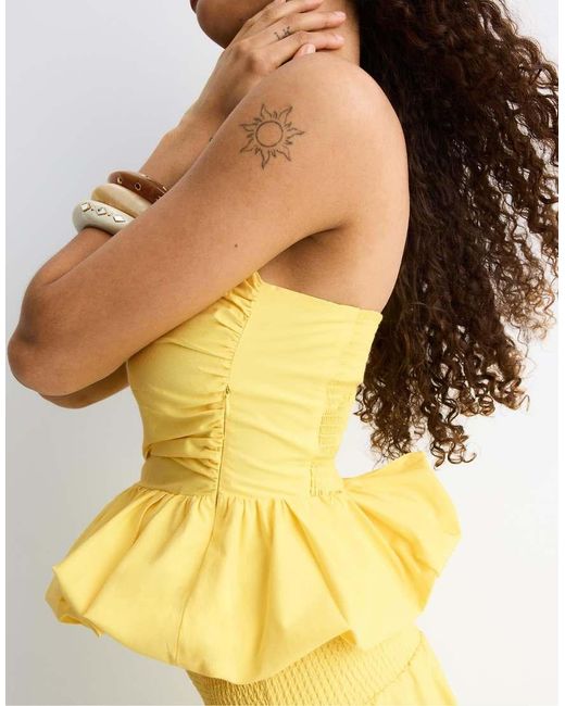 Stradivarius Yellow Balloon Bustier Top