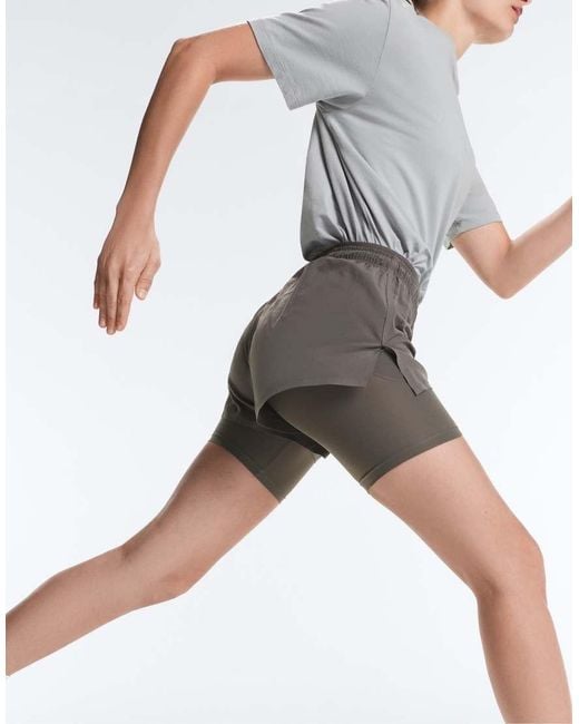 Oysho Gray Mid Rise 2-in-1 Technical Shorts