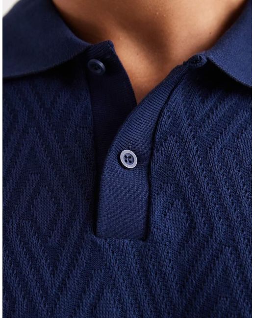 Jack & Jones Blue Premium Short Sleeve Knitted Polo for men