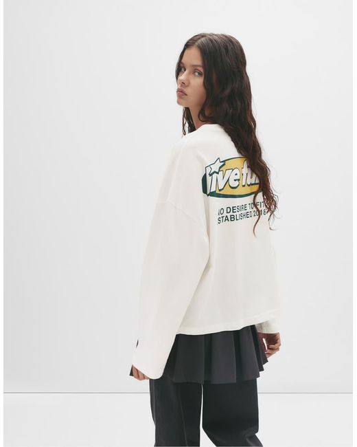 T-Shirt Bianca Con Grafica A Scritta Ghiaccio di Pull&Bear in White