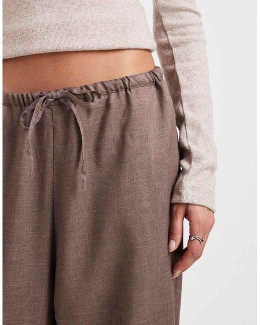 ONLY Brown Tie Detail Wide Leg Trousers