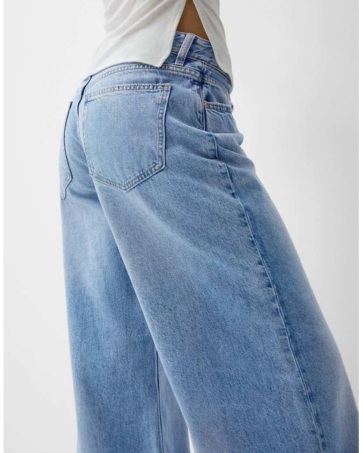 Bershka Blue Wide Leg Jeans