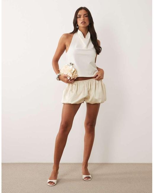 ASOS White Slinky Twill Cowl Neck Top