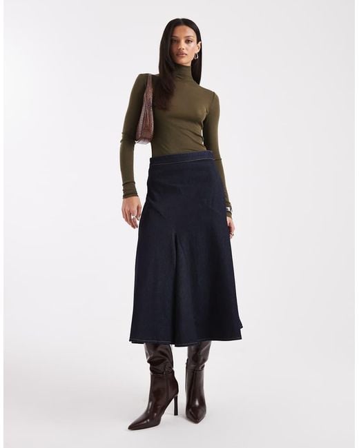 ASOS Blue Cut-about Godet Midi Skirt