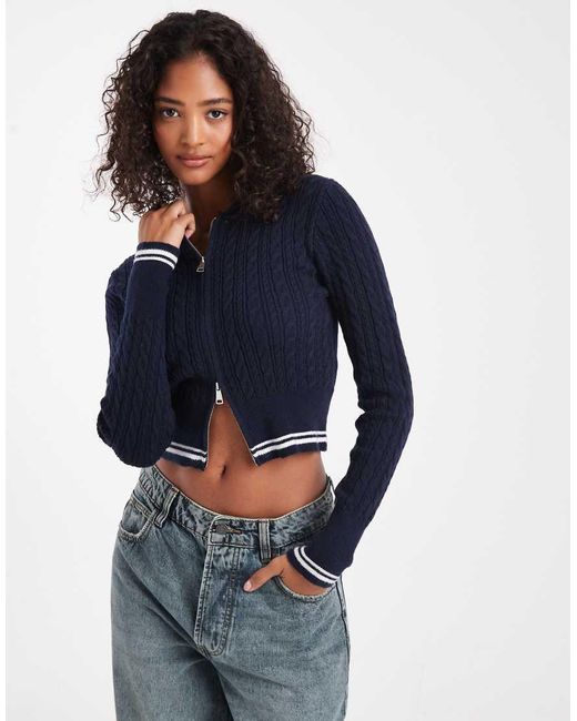 Cotton On Blue Everfine Double Zip Up Hoodie