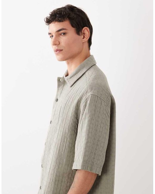ASOS Gray Oversized Quilted Look Shirt for men