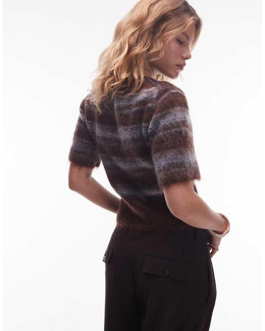 & Other Stories Multicolor Mohair Wool Blend Hairy Knitted Top
