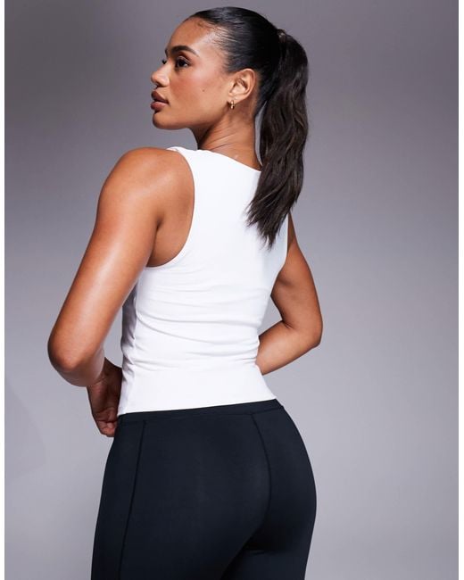 4505 White Icon High Neck Tank With Inner Bra