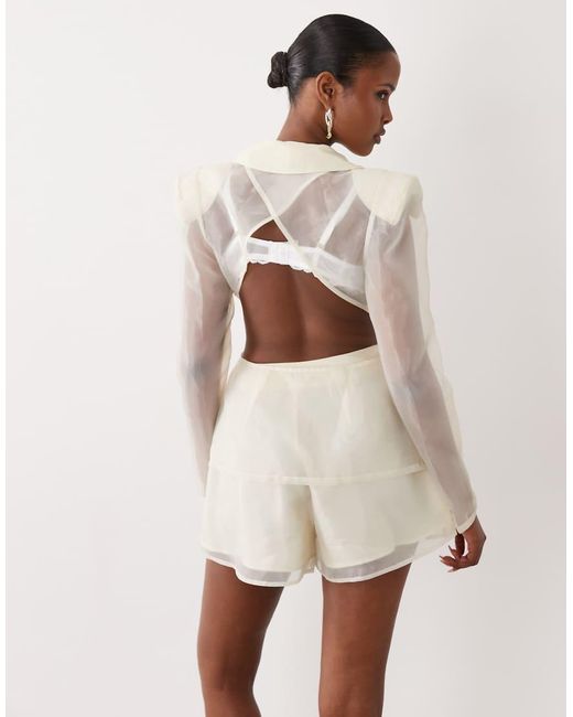 ASOS Natural Sheer Cinched Blazer Top