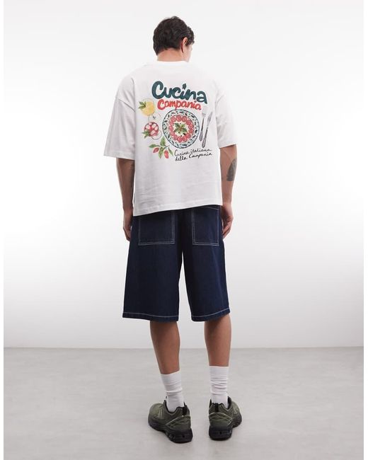 ASOS White Boxy Oversized T-shirt With Food And Drink Back Graphic for men