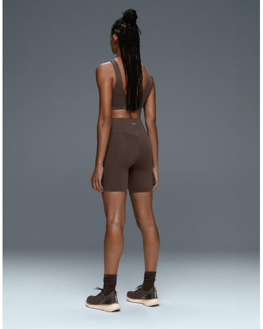 Oysho Brown Compressive 20Cm High-Waisted Short Leggings With Pockets