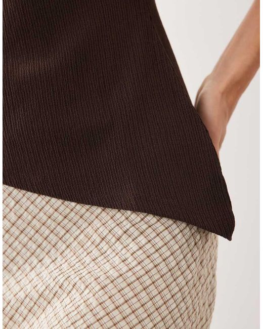 New Look Brown Crinkle Asymmetric Tank Top