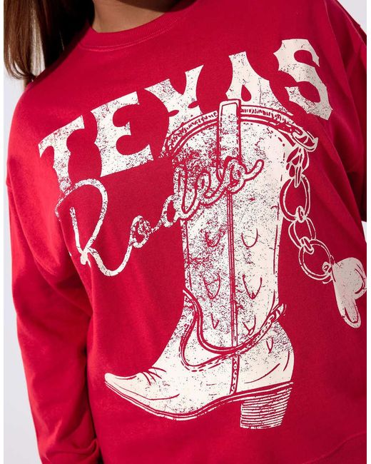 Yours Clothing Red Texas Graphic Sweatshirt