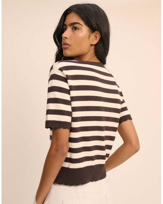 Nobody's Child Black Stripe Short Sleeve Tie Neck Cardigan