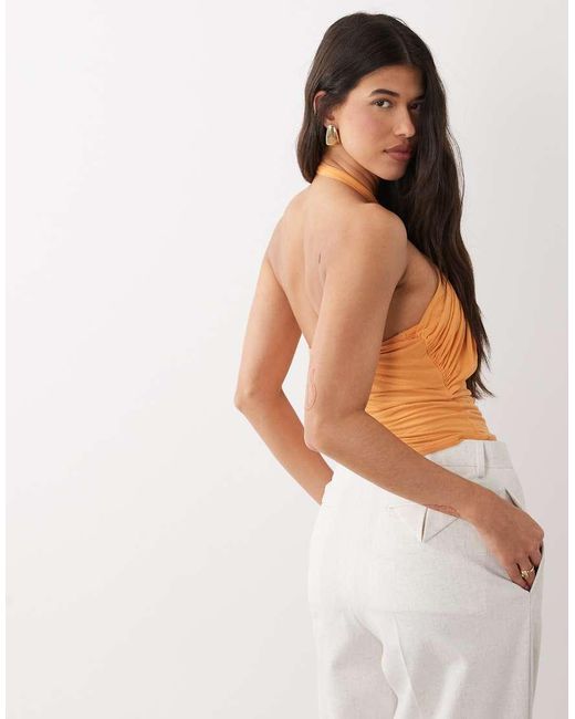 ASOS Orange Stretch Chiffon Halter Wrap Top