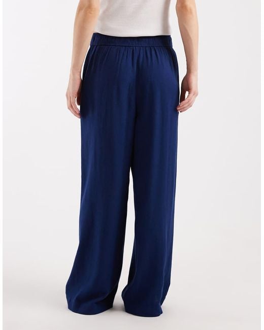 New Look Blue Linen Mix Wide Leg Trousers