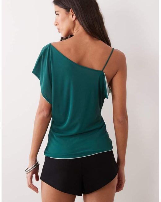 ASOS Green Double Layer Contrast Mesh Asymmetric Tank Top