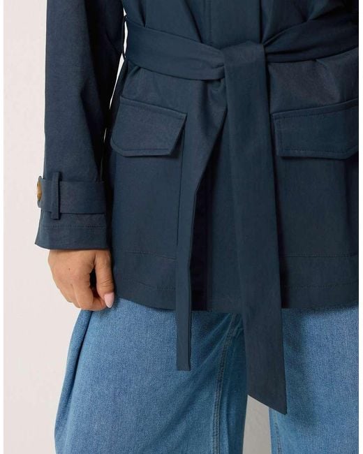 PixieGirl Blue Petite Belted Midi Trench Coat