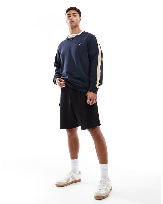 Lyle & Scott Blue Mid Layers Contrast Taped Sweatshirt for men