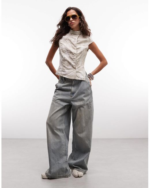 Weekday White High Neck Ripstop Top