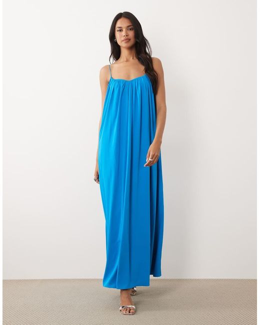 ASOS Blue Strappy Cami Maxi Trapeze Dress
