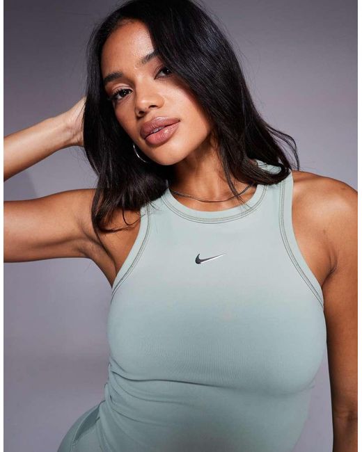 Nike Gray Nike One Training Dri-Fit Gym Life Swoosh Fitted Cropped Vest