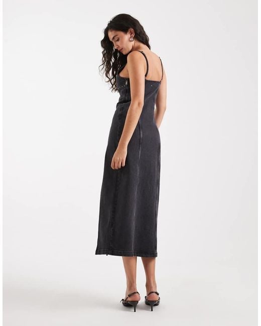 Tommy Hilfiger Black Studded Denim Maxi Dress