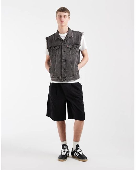 Levi's Gray Relaxed Denim Trucker Vest for men